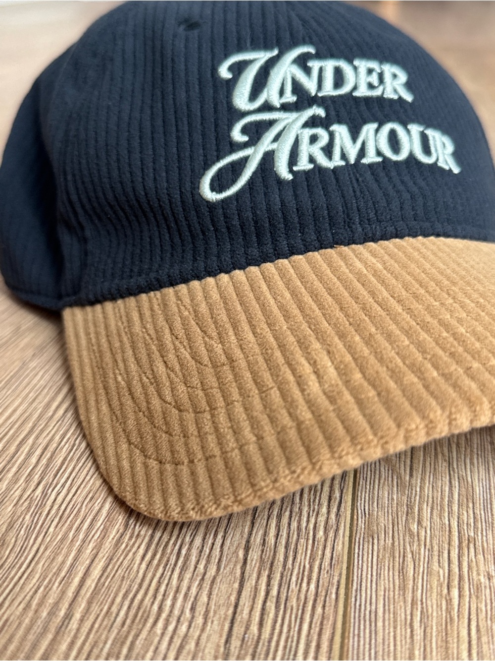 Under Armour Two-Tone Corduroy Cap in Black and Brown